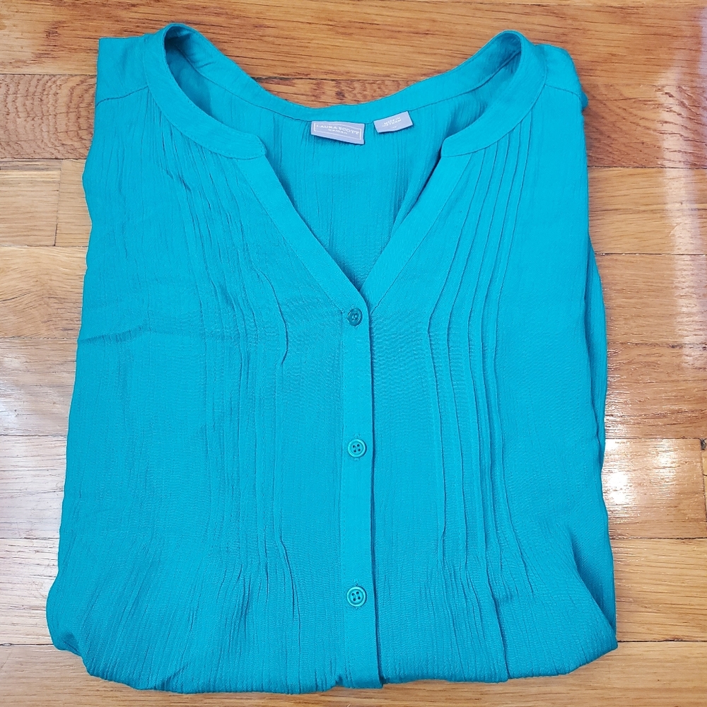 Teal Short Sleeve Blouse